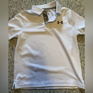 Boys YSM White Under Armour Performance Polo